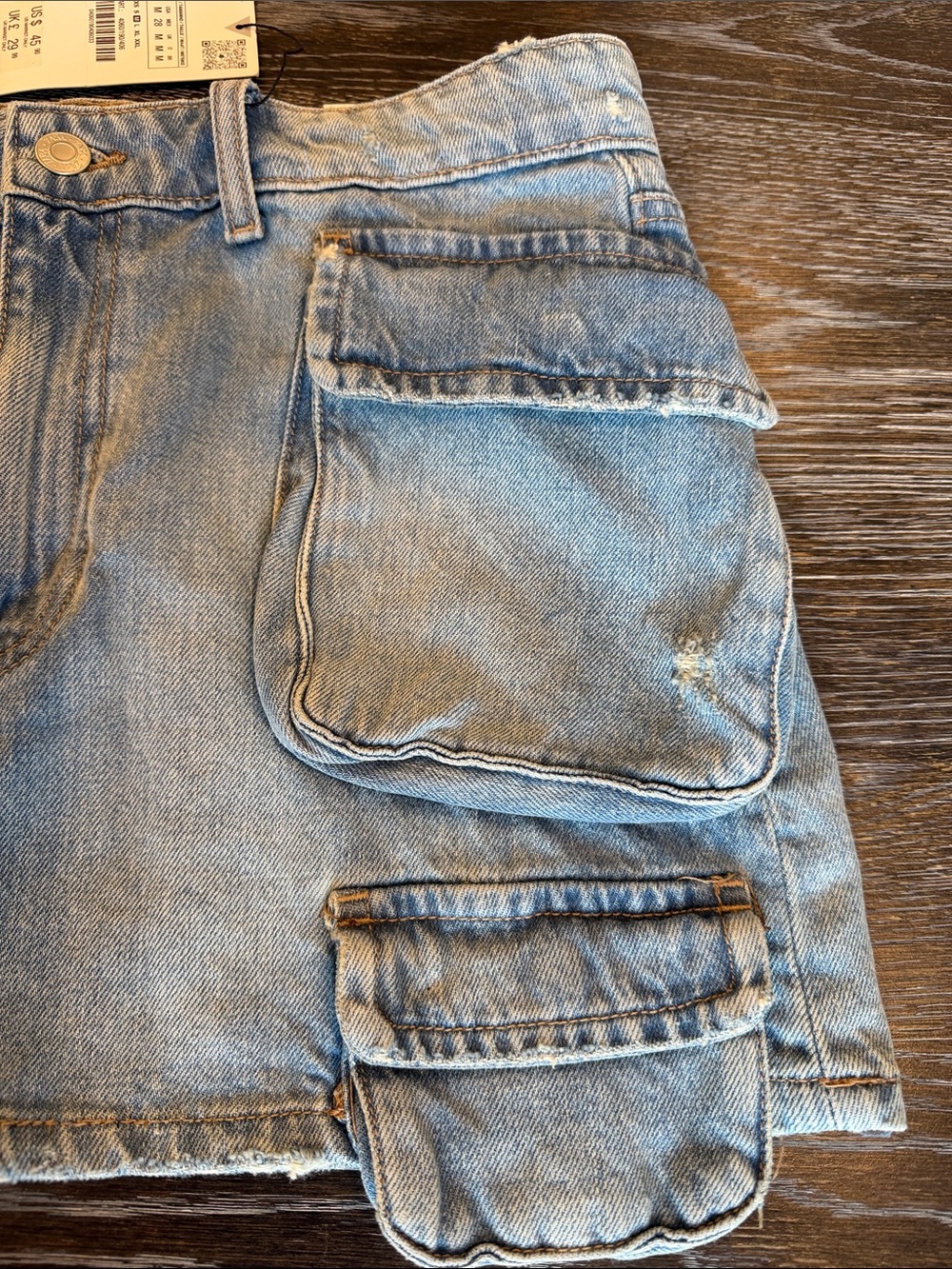 NWT Zara Denim Mini Skirt Womens Size M Zip Front Pockets - Picture 2 of 9